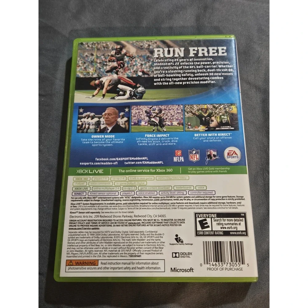 Madden NFL 25 Xbox 360 EA Sports Football Game Barry Sanders Cover CIB